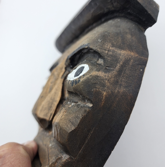 Folk Art Dixieland Drummer MaskHand Carved Signed FRAZER - Picture 2 of 7